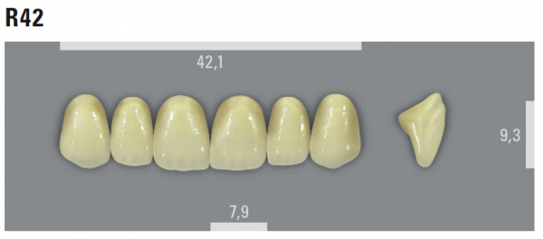 VITA MFT фронтальные верхние зубы, цвет 3M2 (A3), размер R42, 6 шт.