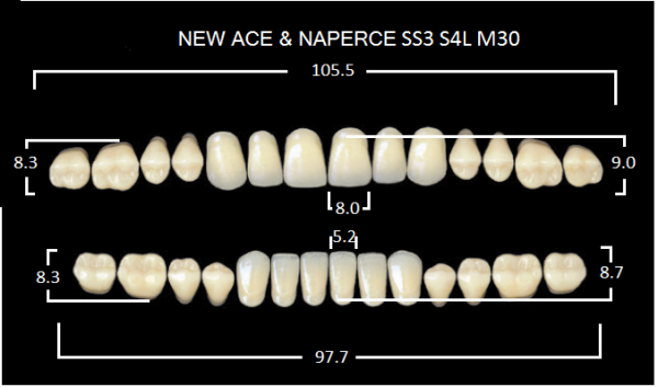Yamahachi Gloria New Ace & Naperce A3 SS3/M30 - акриловые двухслойные зубы