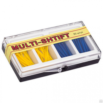 РуДент Multi-Shtift - штифты беззольные, 1,2 мм, желтые, 1,6 мм, синие (40 + 40 шт.)
